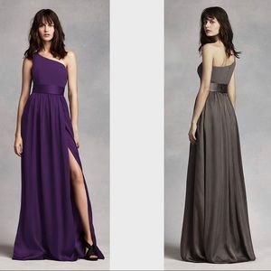 Vera Wang One Shoulder Dress with Satin Sash